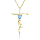 Cross Faith Heart 14K Gold Plated  Birthstone Necklaces for Women