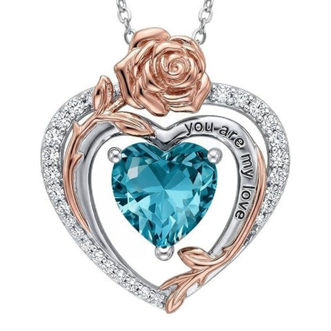 14K Gold Plated  Birthstone Rose Flower Necklaces for Women