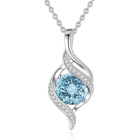 Sterling Silver Teardrop Birthstone Infinity Love Necklace for Women