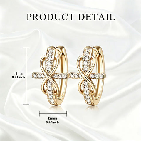 14K Gold Plated Cubic Zirconia Cross Infinity Hoop Earrings for Women