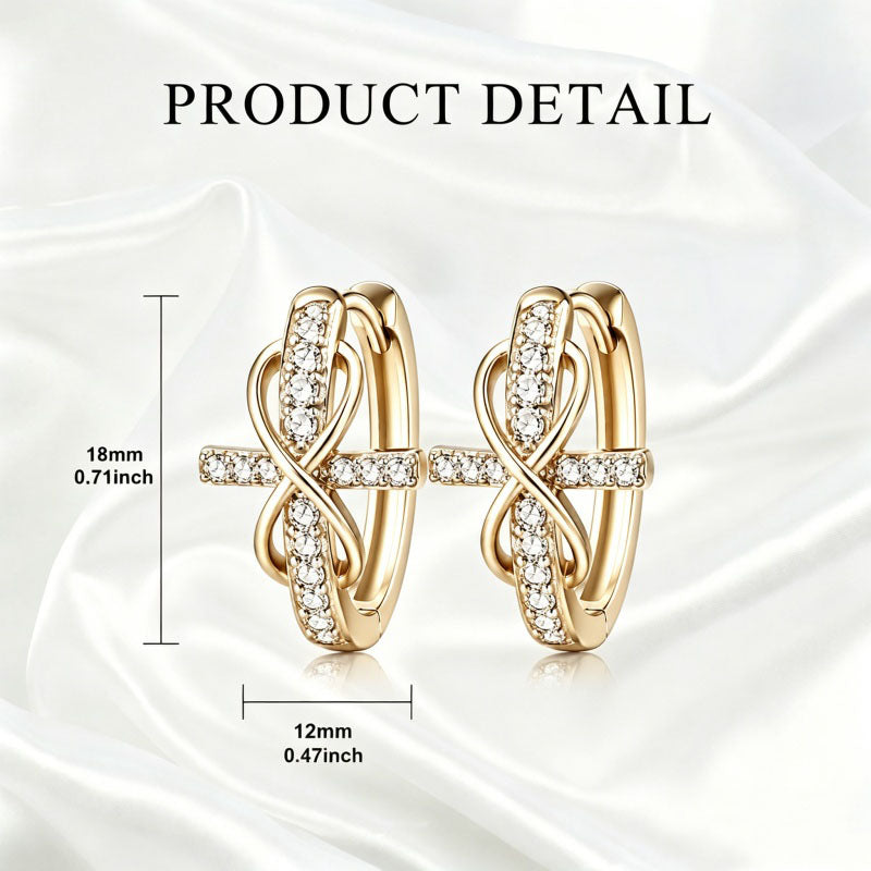 14K Gold Plated Cubic Zirconia Cross Infinity Hoop Earrings for Women