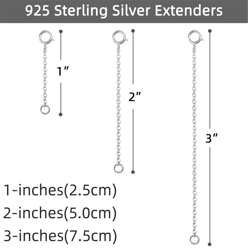 Sterling Silver 3 Pcs Extender Chain Necklace– romanticwork