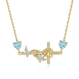 14K Gold Plated Birthstone Butterfly Cross Necklace for Women Anniversary Christmas Birthday Gift