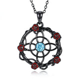 Sterling Silver Black Heart Skeleton Birthstone Necklace With Engraved Halloween Gift