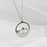14K Gold Mountain Necklace Wanderlust Necklace Forest Necklace