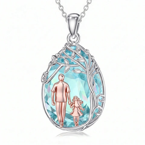 Sterling Silver Crystal Father Daughter Pendant Necklace from Dad  I Love You Forever Jewelry