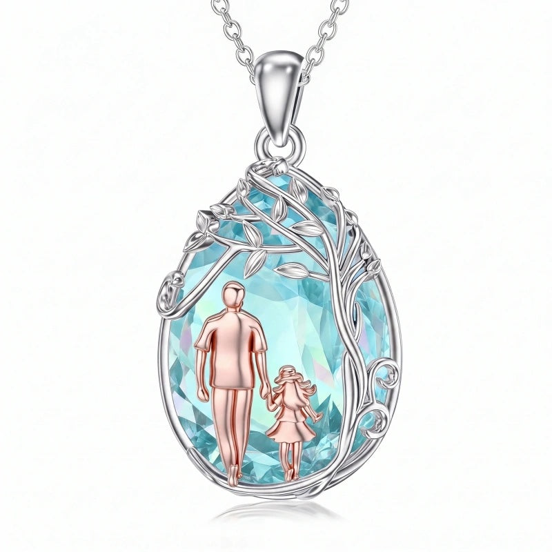 Sterling Silver Crystal Father Daughter Pendant Necklace from Dad  I Love You Forever Jewelry