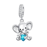Sterling Silver 12 Months Birthstone Elephant Bead Charms