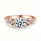 Sterling Silver 10K 14K 18K Gold  Personalized Engraved Moissanite Celtic Knot Wedding Engagement Ring
