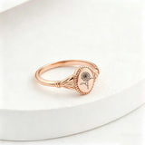 925 Sterling Silver Birth Flower Ring Vintage Flower Signet Ring Mother's Day Gift