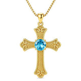 14K Gold Plated  Birthstone Cross Necklace  Pendant Necklace Mother's Day Birthday Gifts for Women