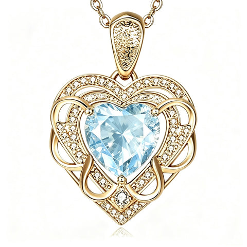 14K Gold Plated Heart Birthstone Heart Necklace for Women Fashion Wedding Anniversary Birthday Gifts