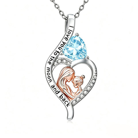 14K Gold Plated Birthstone Heart Infinity Necklace Mother's Day  Gift