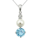 14K Gold Plated Birthstone 8MM  Round Pearl Pendant Necklace for Women