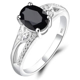 Sterling Silver Oval Shaped 8X6 MM Gemstone Ring Leaf Engagement Ring for Women