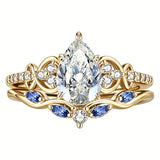 Sterling Silver 10K 14K 18K Gold 1CT-4CT Heart Round Teardrop Oval Moissanite Engagement Rings Set for Women