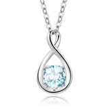 10K 14K 18K  White Gold Round Birthstone Infinity Necklace Mothers Day Gift