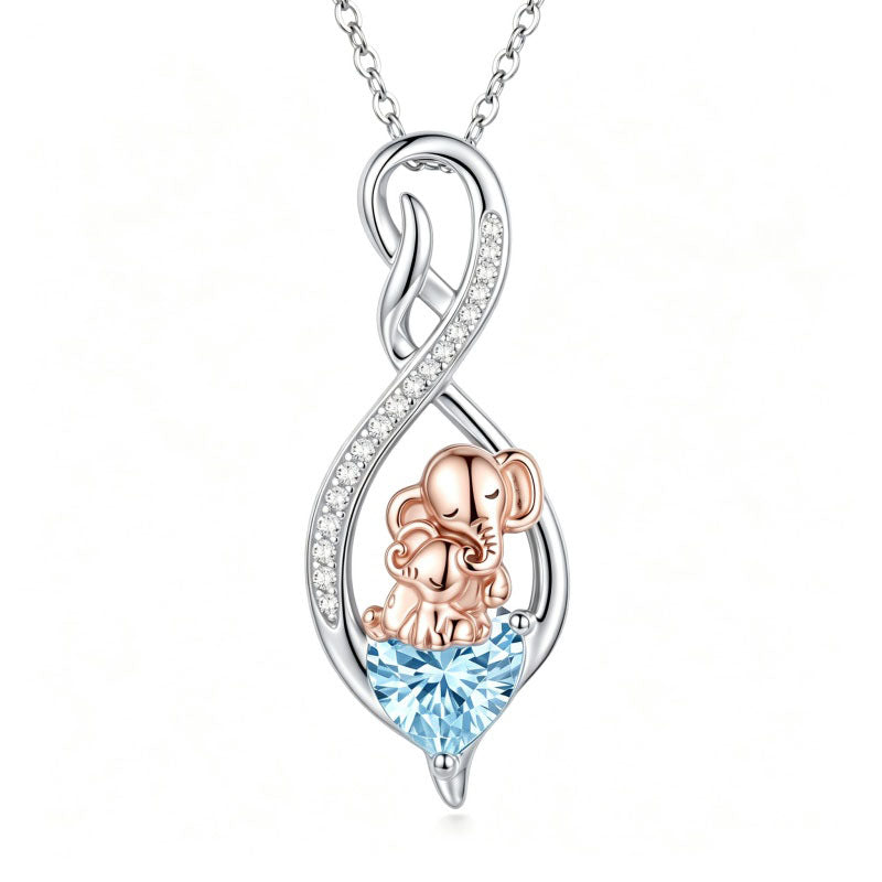 Sterling Silver 12 Month Birthstone Infinity Heart Animal Pendant Necklace Christmas Birthday Jewelry Gift