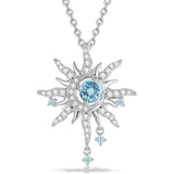 Sterling Silver Birthstone Sun Moon Pendant Necklace for Women