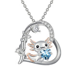 Sterling Silver Birthstone Axolotl Pendant Necklace Jewelry Gifts for Women