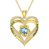 14K Gold Plated  Birthstone Rose Flower Pendant Necklace Birthday Wedding Anniversary Jewelry Gifts for Women