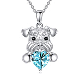 Sterling Silver Birthstone Schnauzer Pendant  Necklace
