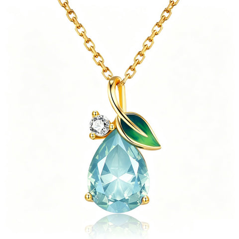 14K Gold Plated  Teardrop Birthstone Pendant Necklace Birthday Gifts for Women