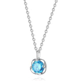 10K 14K 18K White Gold Birthstone  Flower Pendant Necklace Mothers Day Gift
