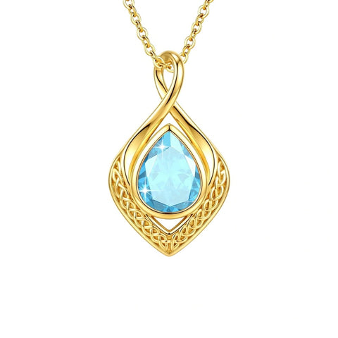 14K Gold Plated  Birthstone Celtic Knot Infinity Necklace  Birthday Christmas Jewelry Gift