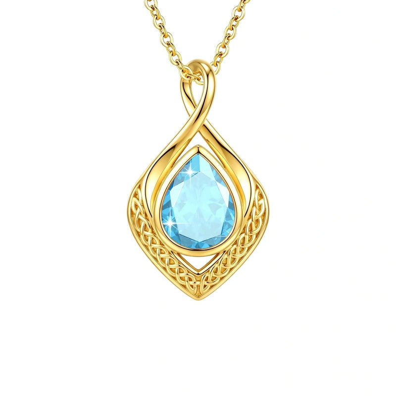 14K Gold Plated  Birthstone Celtic Knot Infinity Necklace  Birthday Christmas Jewelry Gift