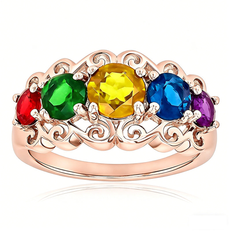 Sterling Silver 2-5 Birthstones Family Ring Gifts for Mother's Day