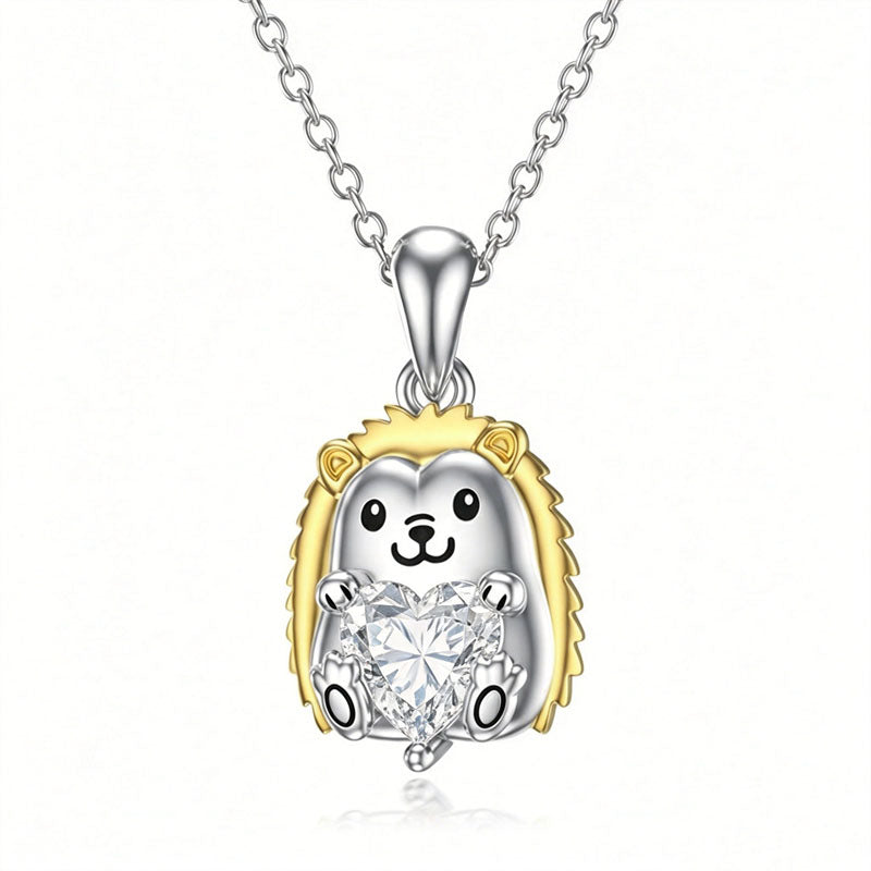 Sterling Silver 12 Month Birthstones Hedgehog Pug Fox Otter Pendant Necklace Gifts for  Birthday, Christmas, Graduation