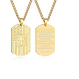 Stainless Steel American Dog Tag Pendant Necklace for Men