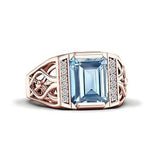 Sterling silver 10K 14K 18K Gold Emerald Cut 4 Carat Mens Gemstone Engagement Ring Promise Ring for Men