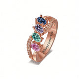 Copper Sterling Silver Personalized 1-6 Simulated Birthstones  Infinity Family Ring for Women