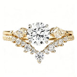 Sterling Silver 10K 14K 18K Gold 1CT-4CT Heart Round Teardrop Oval Moissanite Engagement Rings Set for Women