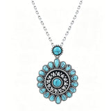 Sterling Silver Turquoise Cone Sunflower Tree of Life Pendant Necklace