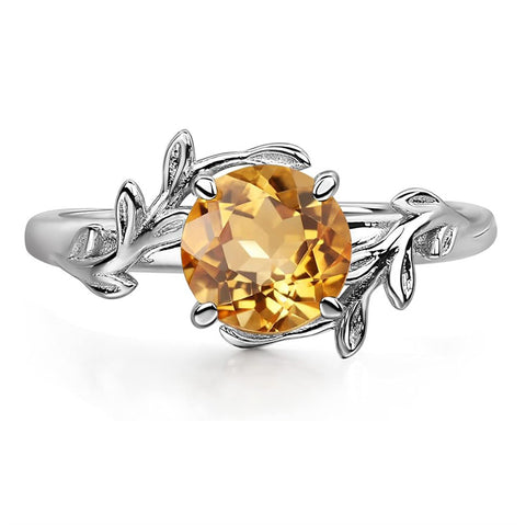Sterling Silver Round Shaped Gemstone Branch Ring