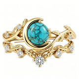 Sterling Silver Personalized Engraved 1-3CT Turquoise Engagement  Wedding Promise Ring Set for Her