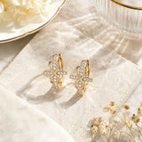 14K Gold Plated Cubic Zirconia Cross Infinity Hoop Earrings for Women