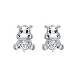 Sterling Silver Birthstone Otter Hippo Stud Earrings