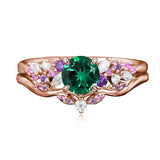 Sterling Silver 1CT Round Gemstone Engagement Promise Anniversary Ring Set for Women