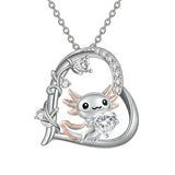 Sterling Silver Birthstone Axolotl Pendant Necklace Jewelry Gifts for Women
