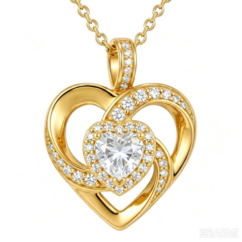 14K Gold Plated Love Heart Birthstone Necklace for Women