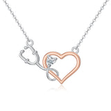 Sterling Silver  Heart Birthstone Stethoscope Pendant Necklace Medical Gifts for  Doctors Nurses RN APRN CNA EMT