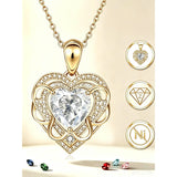 14K Gold Plated Heart Birthstone Heart Necklace for Women Fashion Wedding Anniversary Birthday Gifts