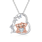 Sterling Silver Birthstone Teddy Bear Pendant Necklace