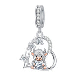 Sterling Silver 12 Month Birthstone Highland Cow Charm Beads