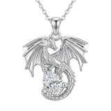 Sterling Silver Dragon Birthstone Necklace Jewelry Gifts for Dragon Lovers, Birthday Anniversary