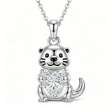Sterling Silver 12 Month Birthstones Hedgehog Pug Fox Otter Pendant Necklace Gifts for  Birthday, Christmas, Graduation